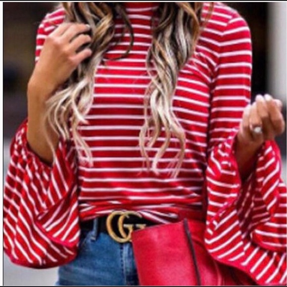 Bell-Sleeve Striped Top - Picture 3 of 5